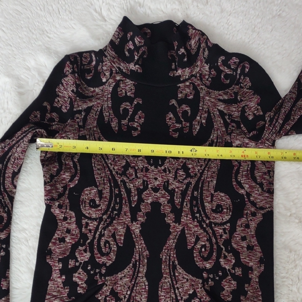 Free People Elegant Black and Wine Patterned Drees, Size S. - Picture 14 of 17